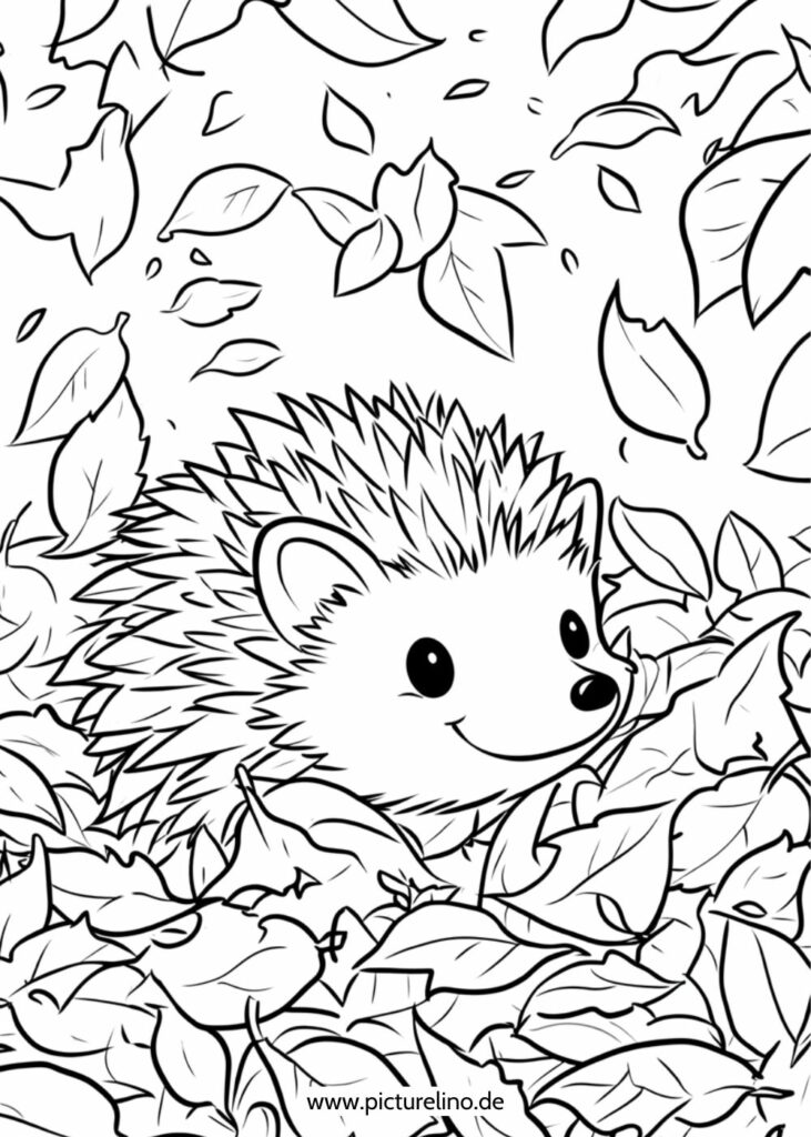 Igel im Laub im Herbst