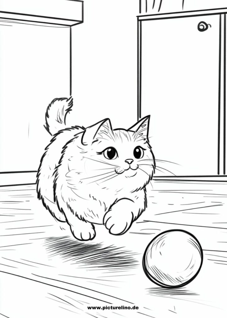 Ausmabild Katze spielt mit einem Ball