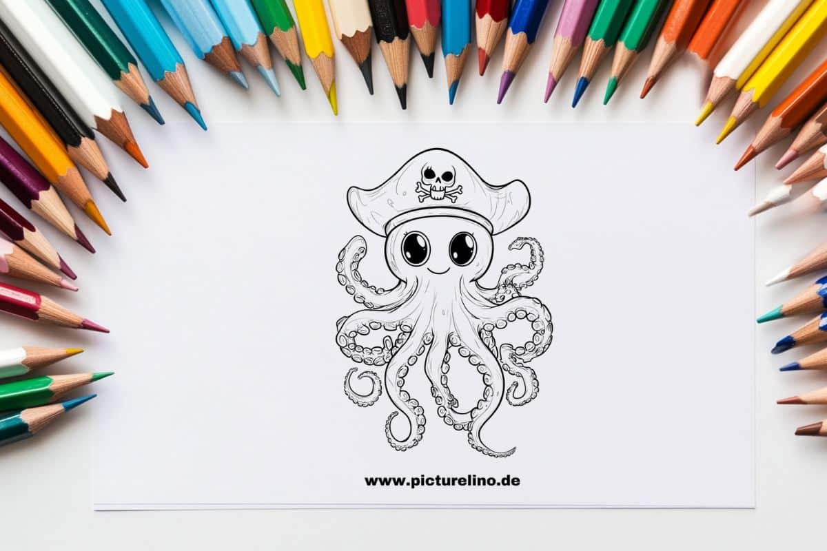 Ausmalbild Krake Oktopus Titelbild