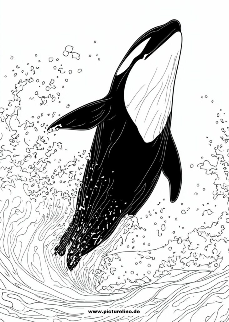 Orca mit Wellen