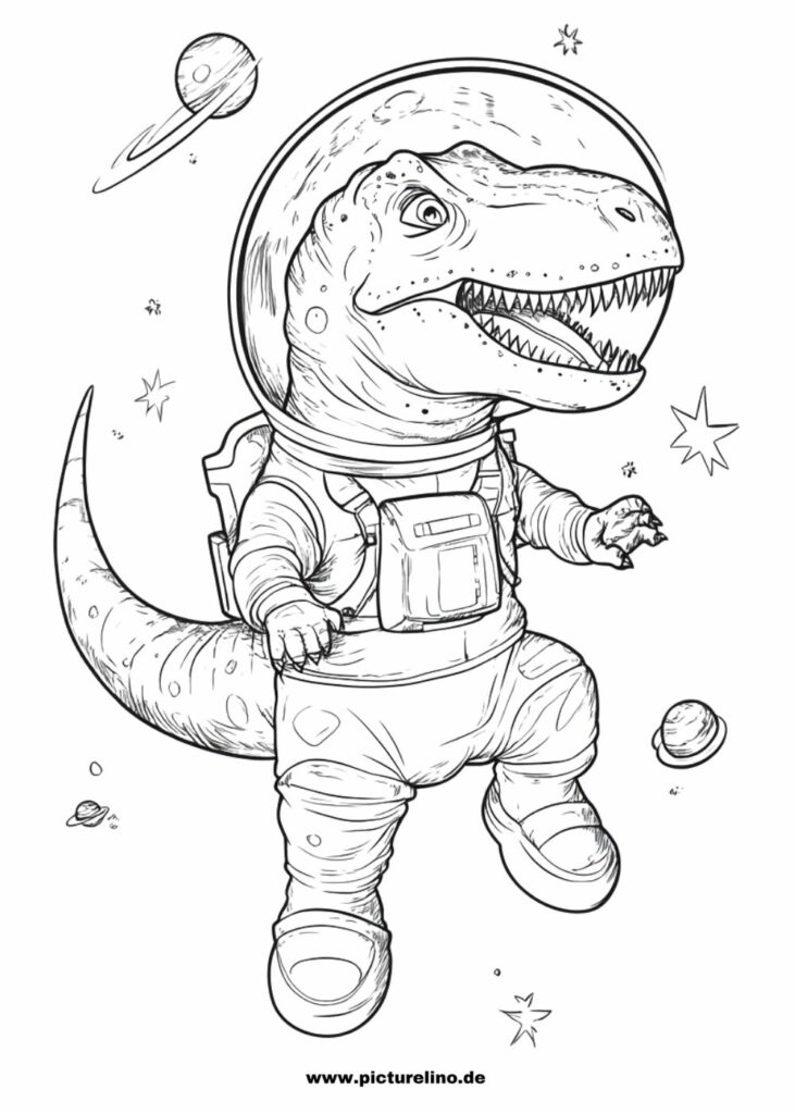 T-Rex als Astronaut im Weltall