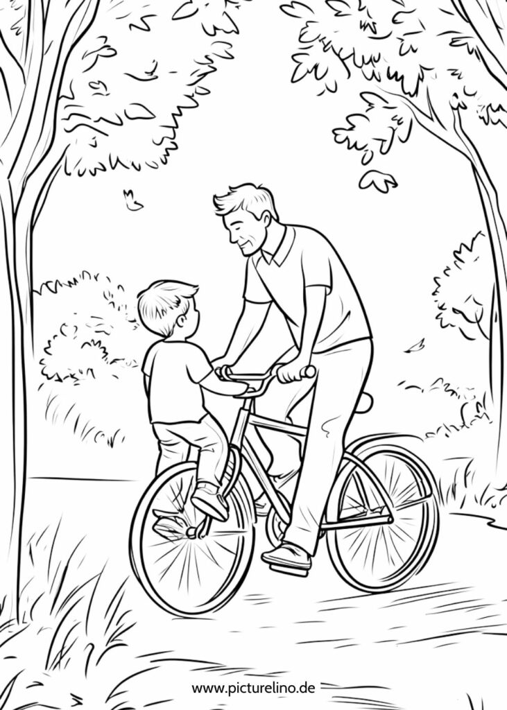 Vater und Sohn auf dem Fahrrad